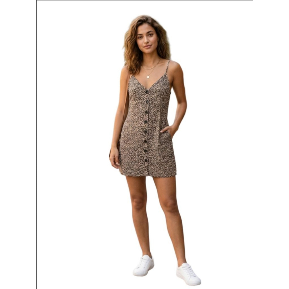 Women's FOREVER 21 Leopard Print Mini Dress M Beige Black